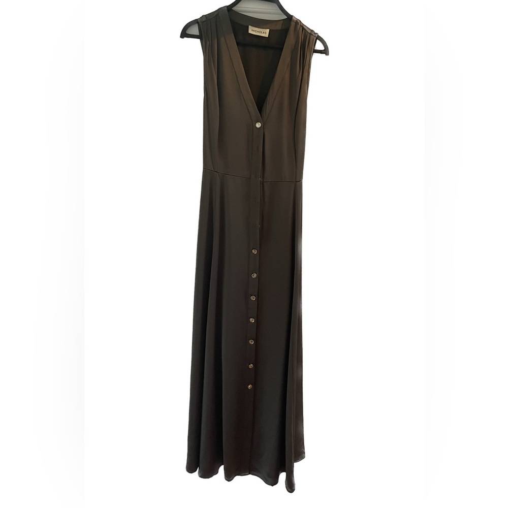 Nicholas Dress Brown Silk